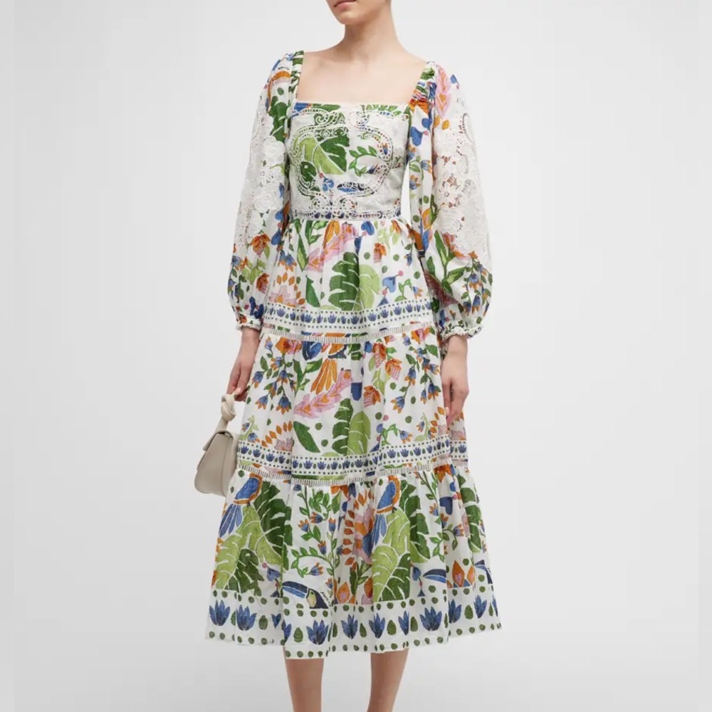 SOLD ❌ FARM Rio Summer Garden Embroidered Midi Dress